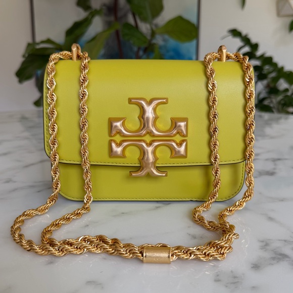 Tory Burch Eleanor Small Convertible Shoulder Bag in Island Chartreuse Leather - Picture 2 of 16
